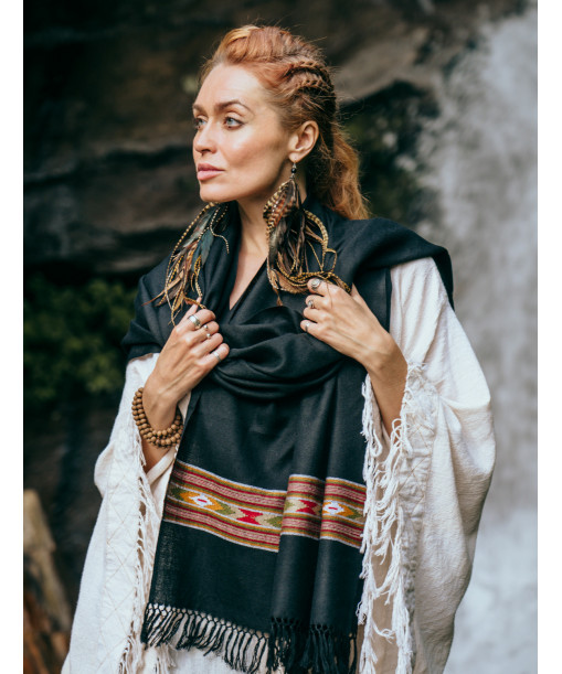 Black Stole shaila, worn as a scarf