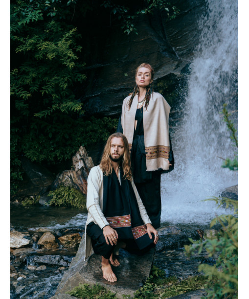 Petite écharpe beige et noire Shaila