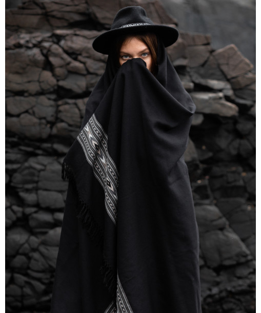 Max size, black shawl pure wool