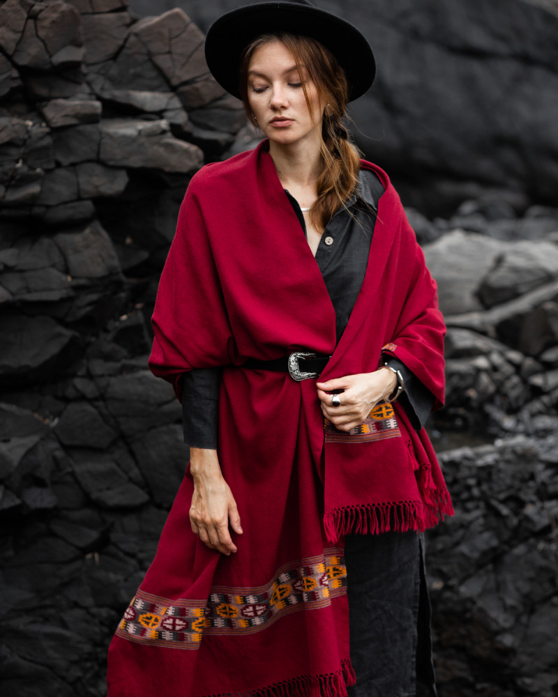 Écharpe rouge pure laine mérinos