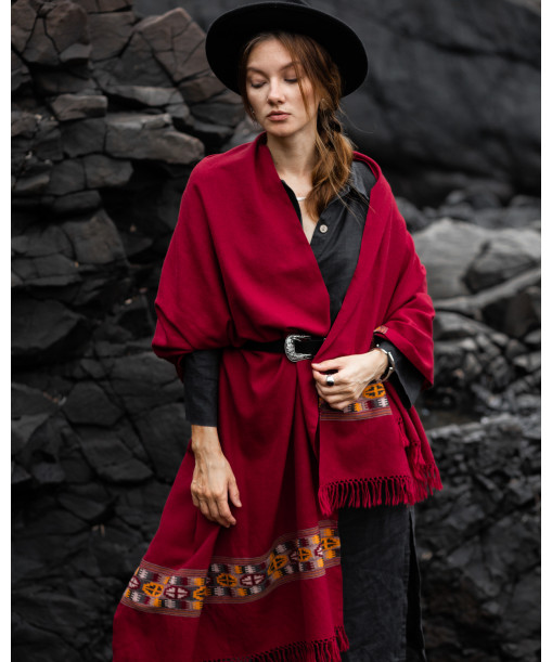 Écharpe rouge pure laine mérinos