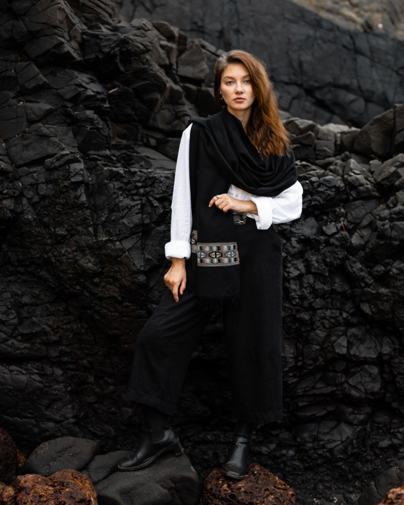 Étole laine mérinos, porté autour du coups