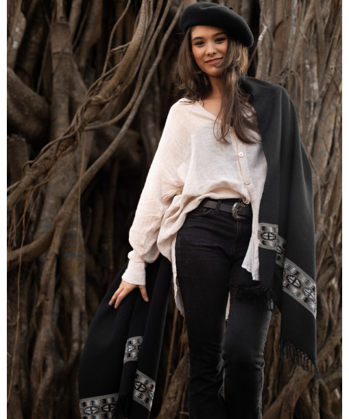 Black Stole in Merinos wool