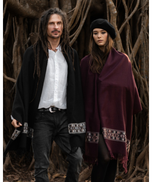 Black and Cassis Stoles in Merinos wool